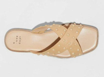 A New Day Women's Emmy Studded Crossband Sandals Tan SIZE 12